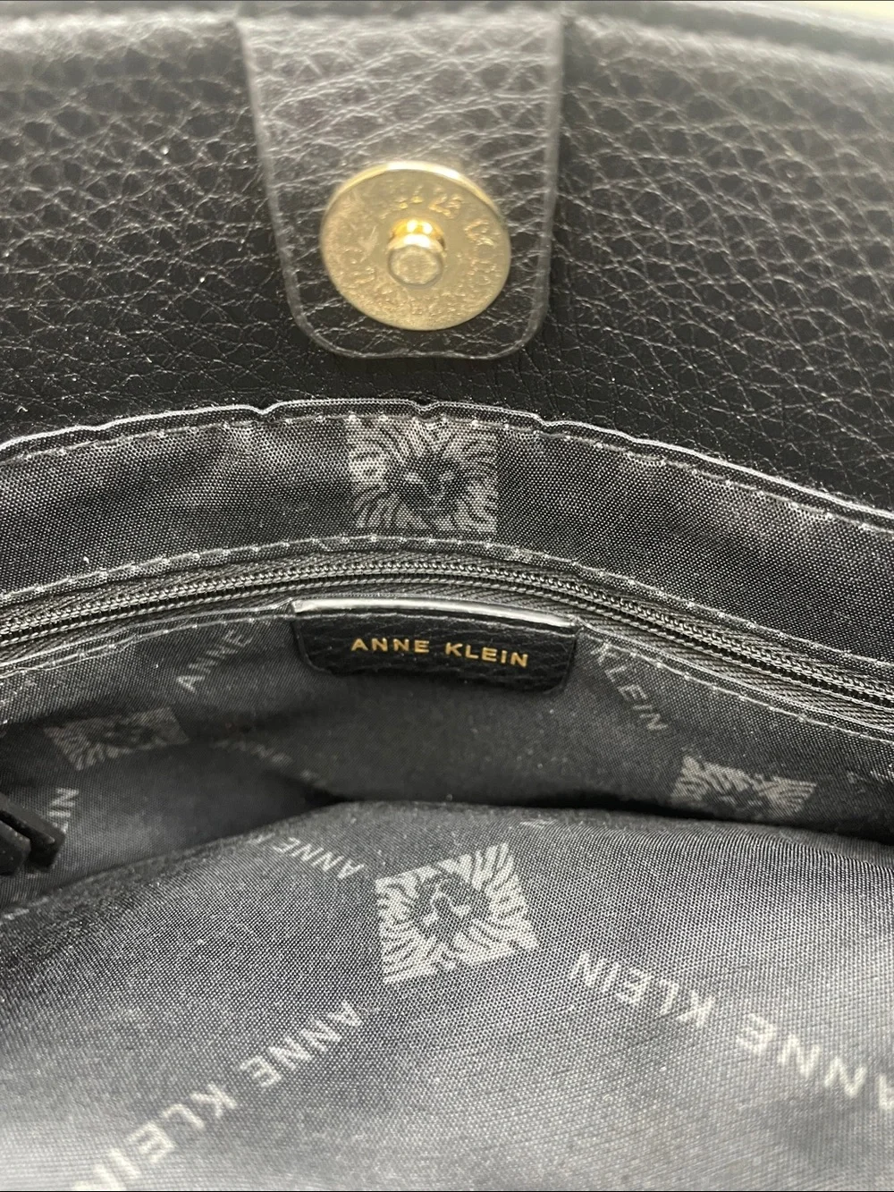 Anne Klein Black Pebbled Leather Bow Satchel purse